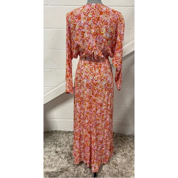 Poupette St Barth Ilona Pink Sweet Bell Floral Long Sleeve Boho Resort Sun Dress - Picture 6 of 11